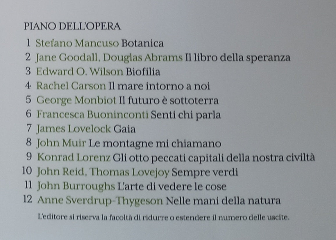 TERRA DI DOMANI 1^ uscita STEFANO MANCUSO - BOTANICA Viaggio nell'universo vegetale (Piano dell'opera in 2^ foto)