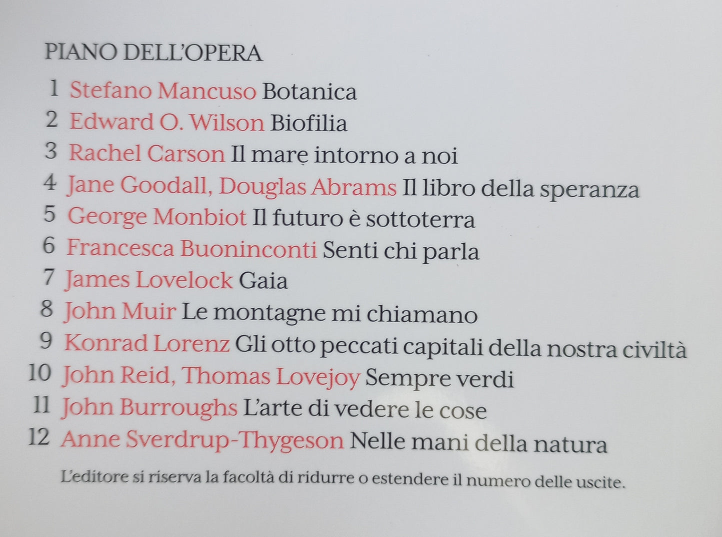 TERRA DI DOMANI 2^ uscita EDWARD O. WILSON - BIOFILIA Il nostro legame con la natura (Piano dell'opera in 2^ foto)