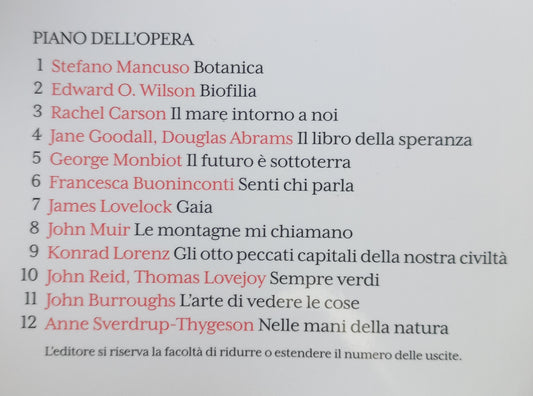 TERRA DI DOMANI 2^ uscita EDWARD O. WILSON - BIOFILIA Il nostro legame con la natura (Piano dell'opera in 2^ foto)