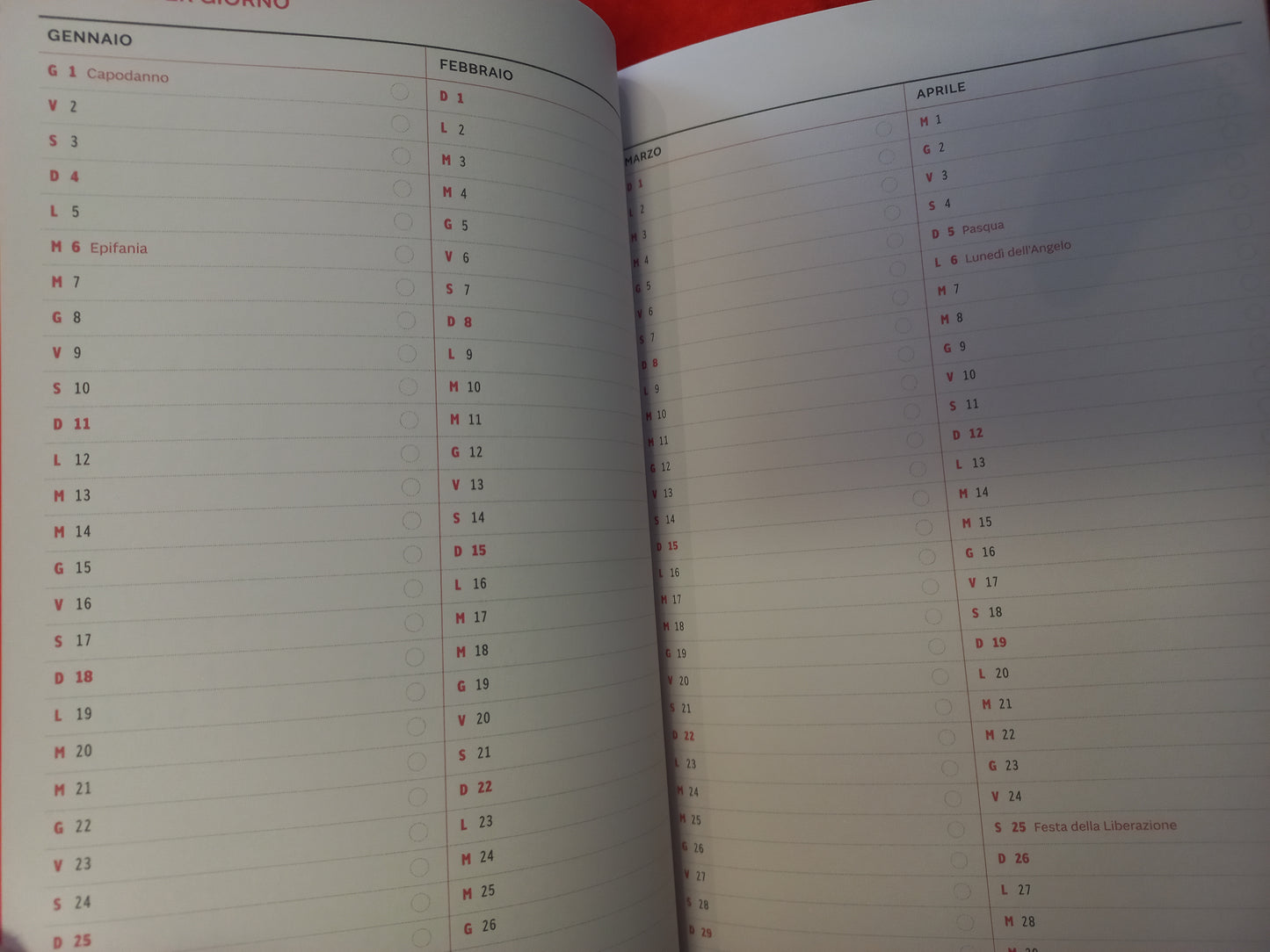 AGENDA SETTIMANALE del SOLE 24 ORE (formato A5)