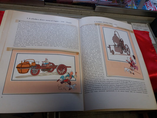 LIBRO - herge' " L'AUTOMOBILE DALLE ORIGINI AL 1900 " completo delle 60 figur