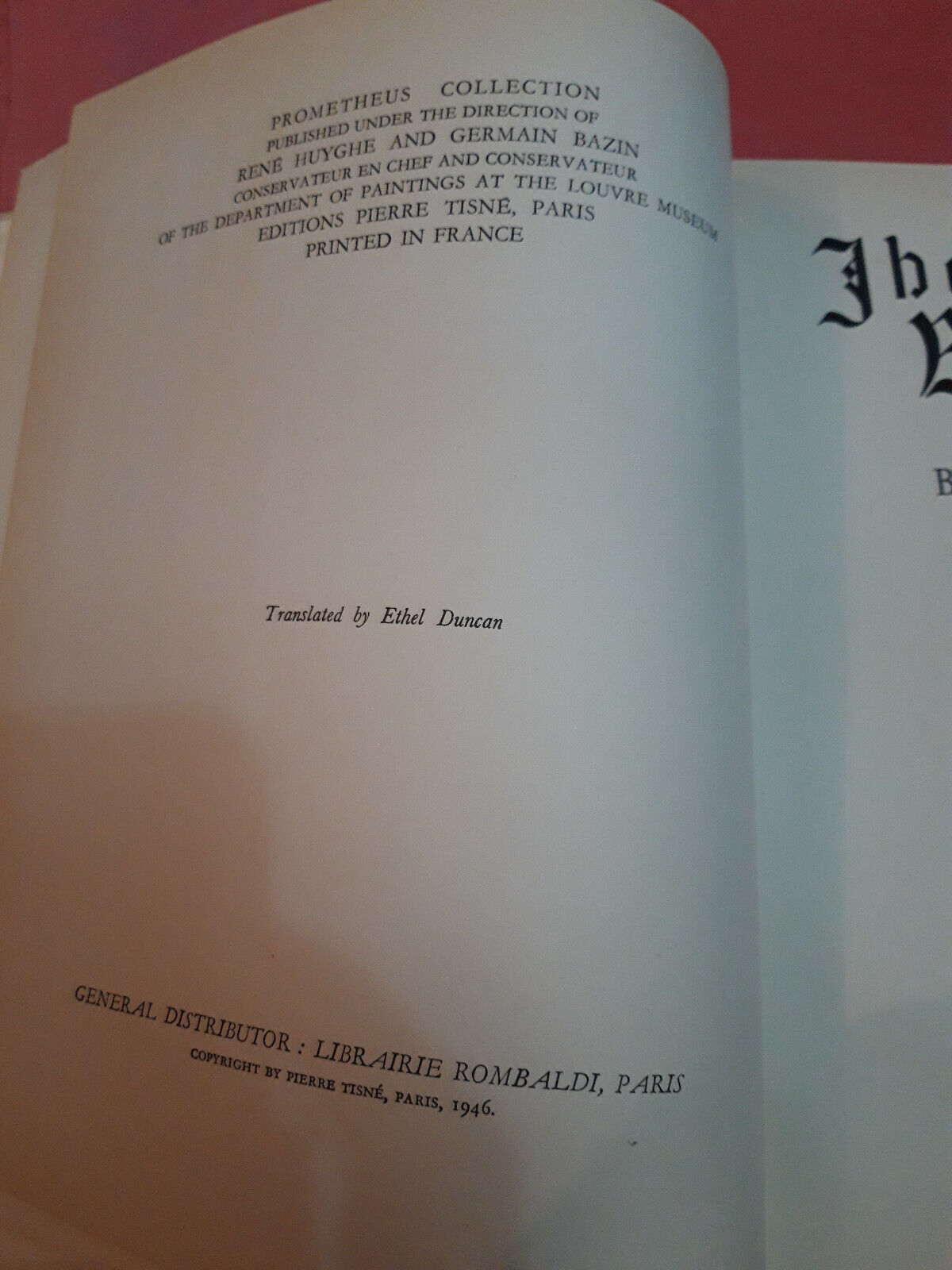LIBRO " Hierunimus Bosch " by Jacques Combe ediz Pierre Tisne' Paris 1946...