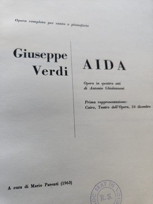 LIBRO - "AIDA" di G. Verdi Editore Ricordi .Anno 1963.πππ