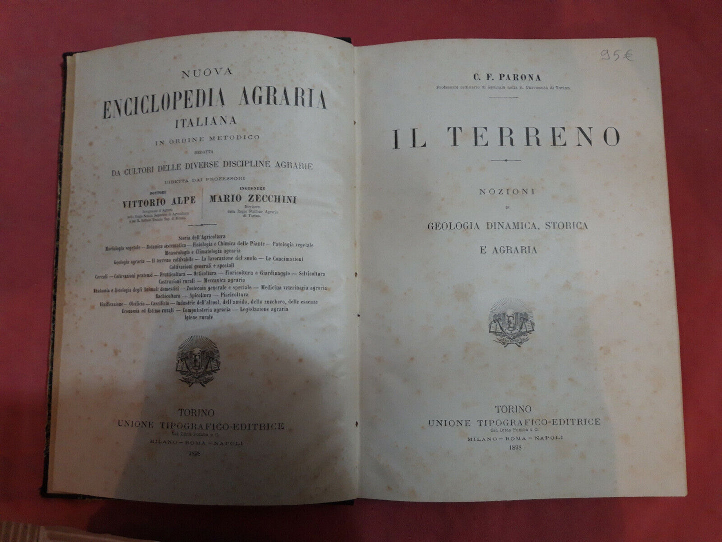 LIBRO " IL TERRENO. Nozioni di geologia dinamica, storica e agraria .1898.....