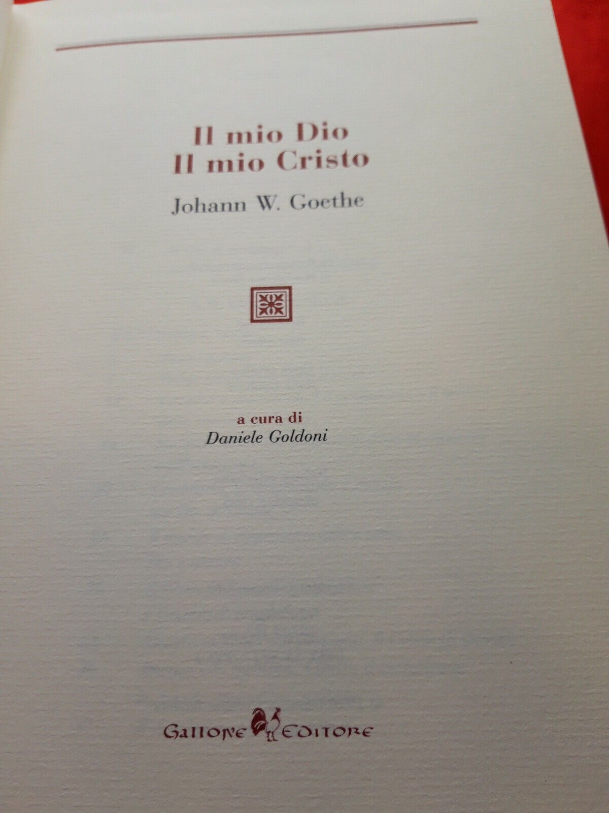 LIBRO - IL MIO DIO IL MIO CRISTO - J W Goethe . 1996 . copie numerate.........