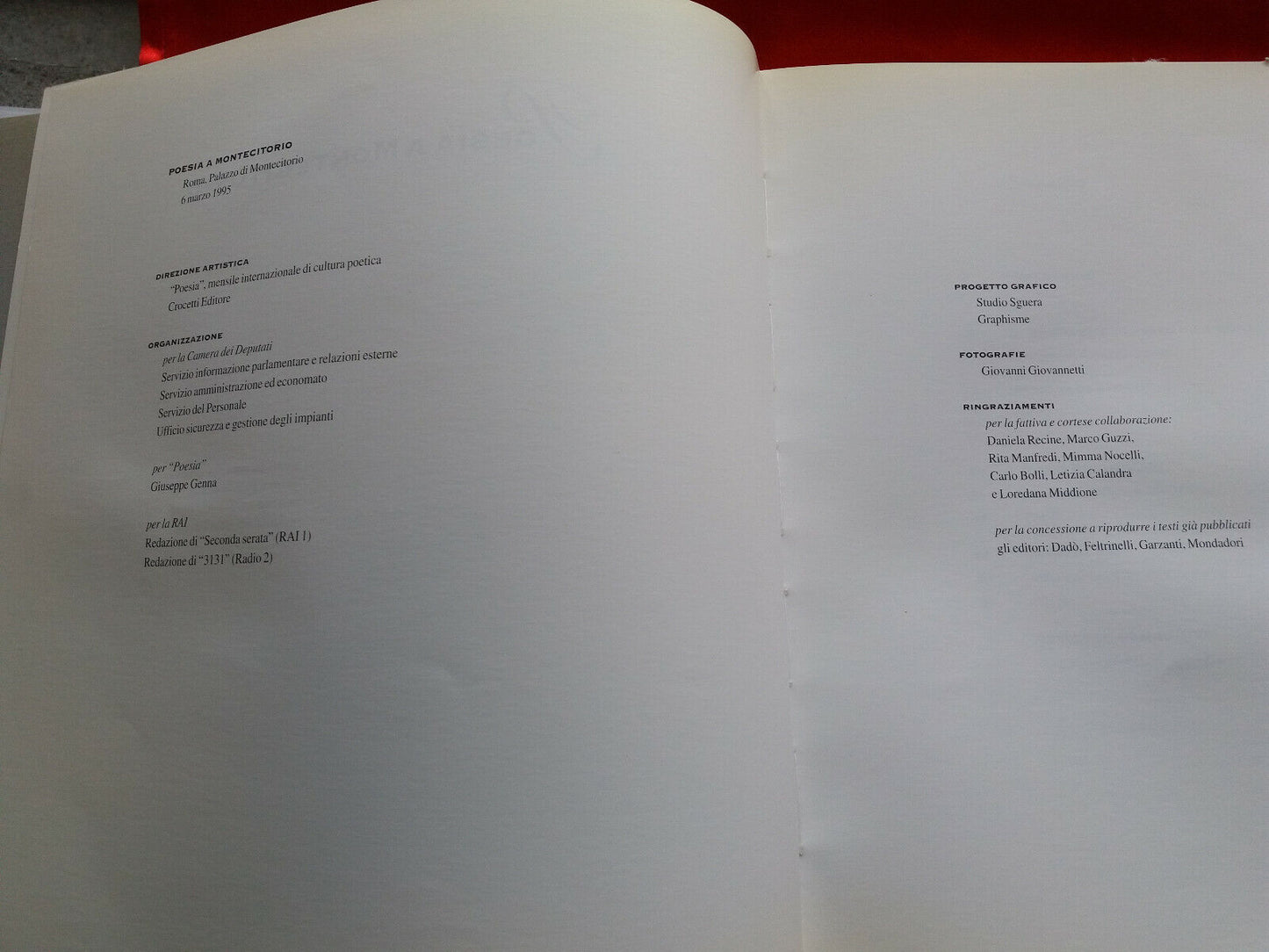 LIBRO " POESIA A MONTECITORIO " Bertolucci , Bigonciari, Luzi, Sanguineti