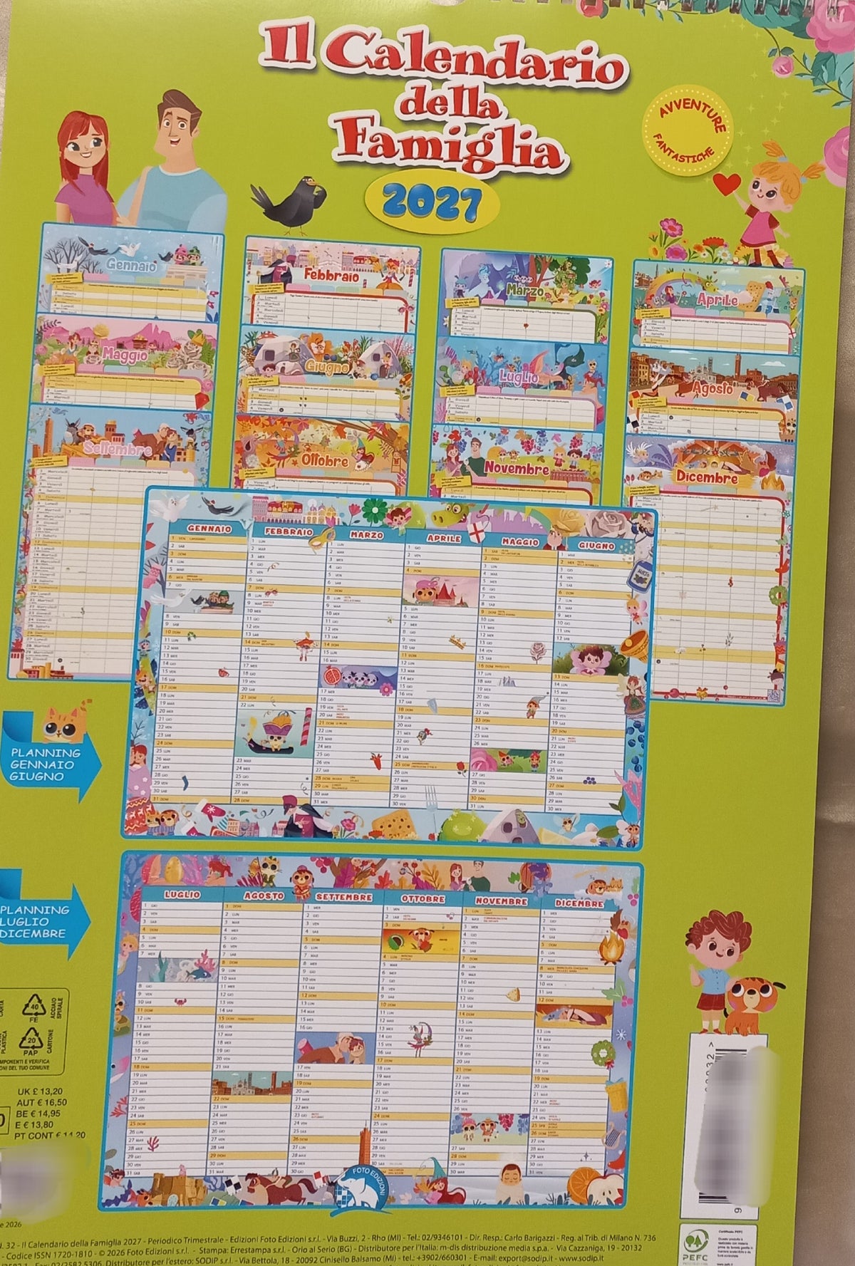 Calendario della FAMIGLIA 2027 con planner semestrale