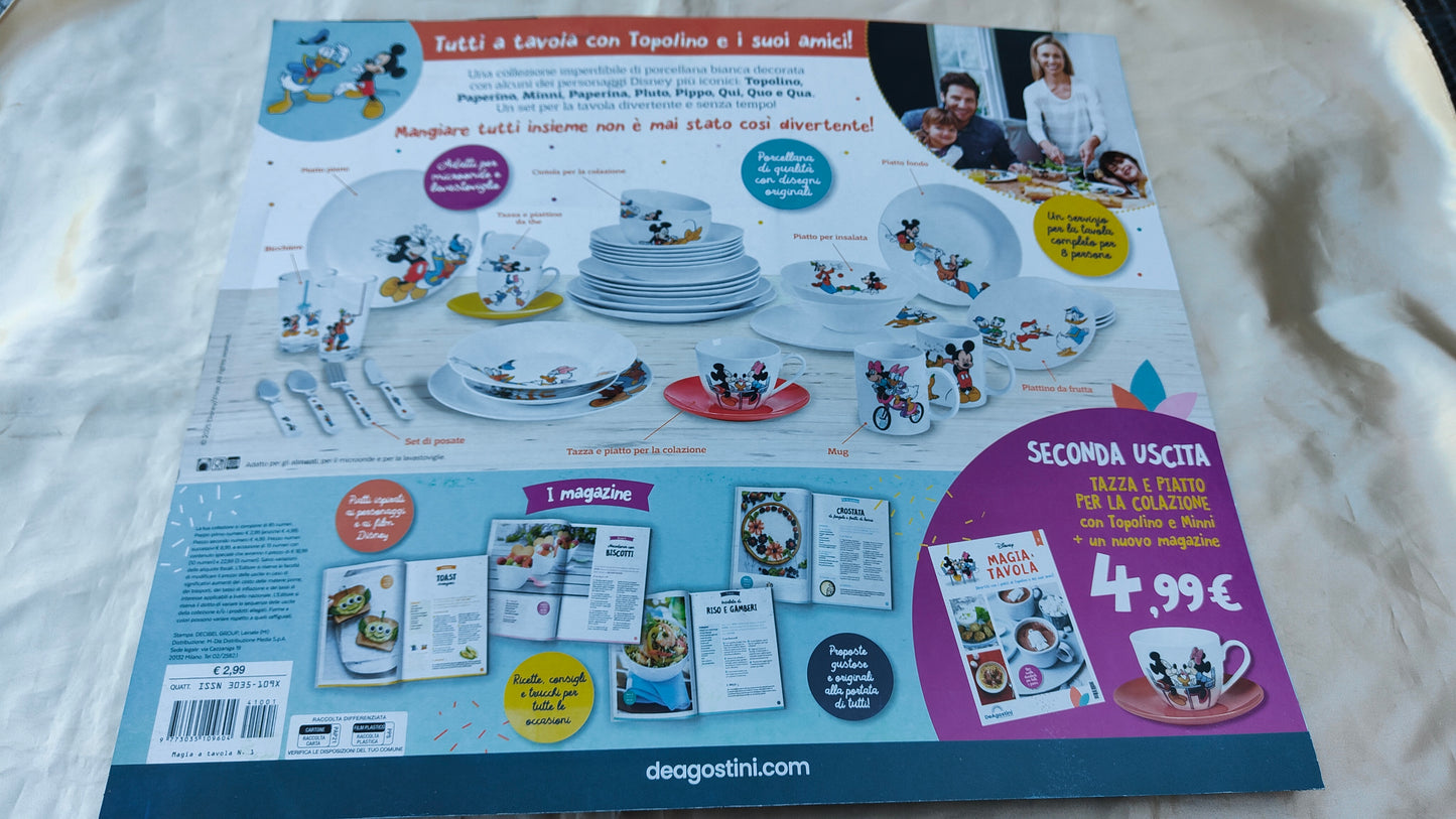 Collezione MAGIA A TAVOLA . Magazine più piatto di Topolino e Paperino. 1° uscita nuovo Se sei interessato a tutta la collezione non spenderai più le spese di spedizione. CONTATTACI