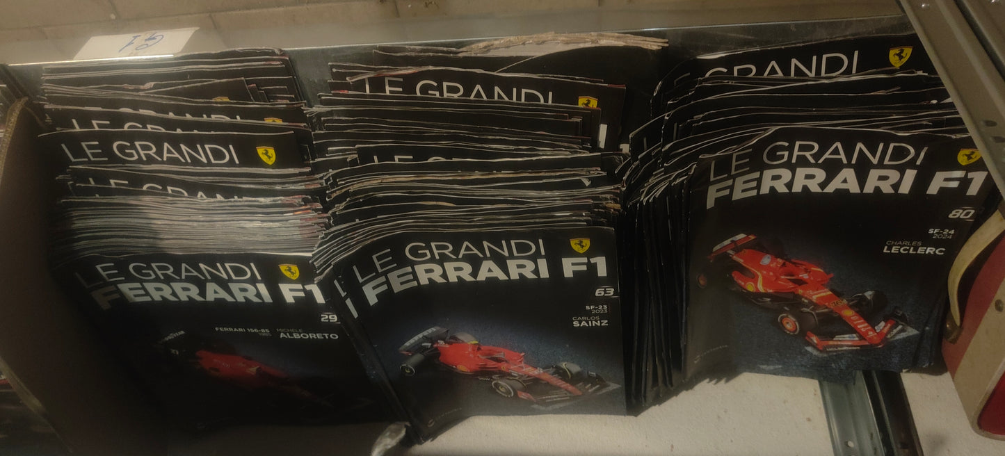 6 Ferrari 1:24 Leclerc , Barrichello , Alonso, Gonzales Reuteman nuovi con fascicoli