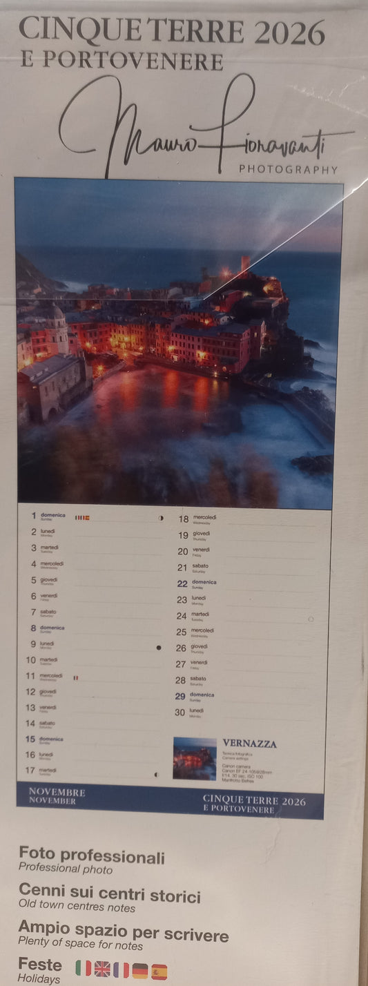 CALENDARIO 2026 CINQUE TERRE e PORTOVENERE Foto di Mauro Fioravanti