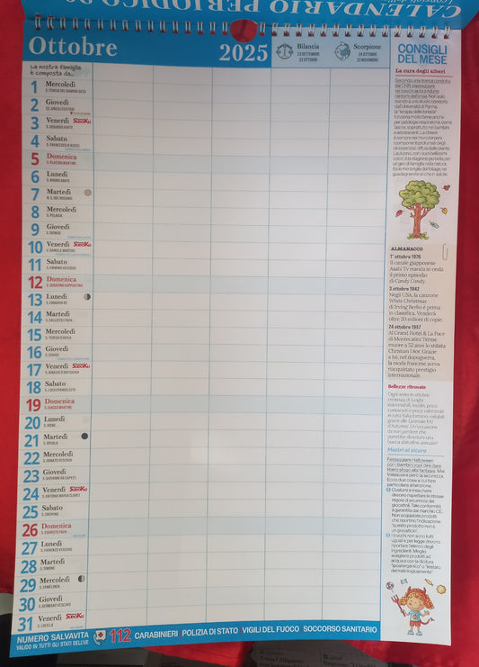 CALENDARIO FAMIGLIA 15 MESI Ottobre 2025 / Dicembre 2026