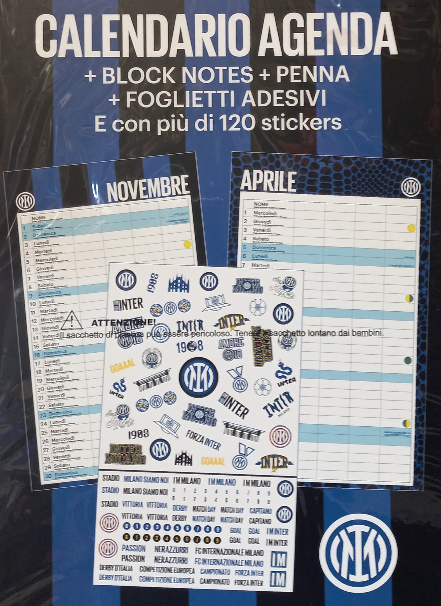 CALENDARIO INTER 14 MESI con POST-IT, PENNA, BLOCK NOTES