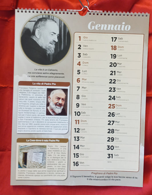 CALENDARIO 2026 PADRE PIO