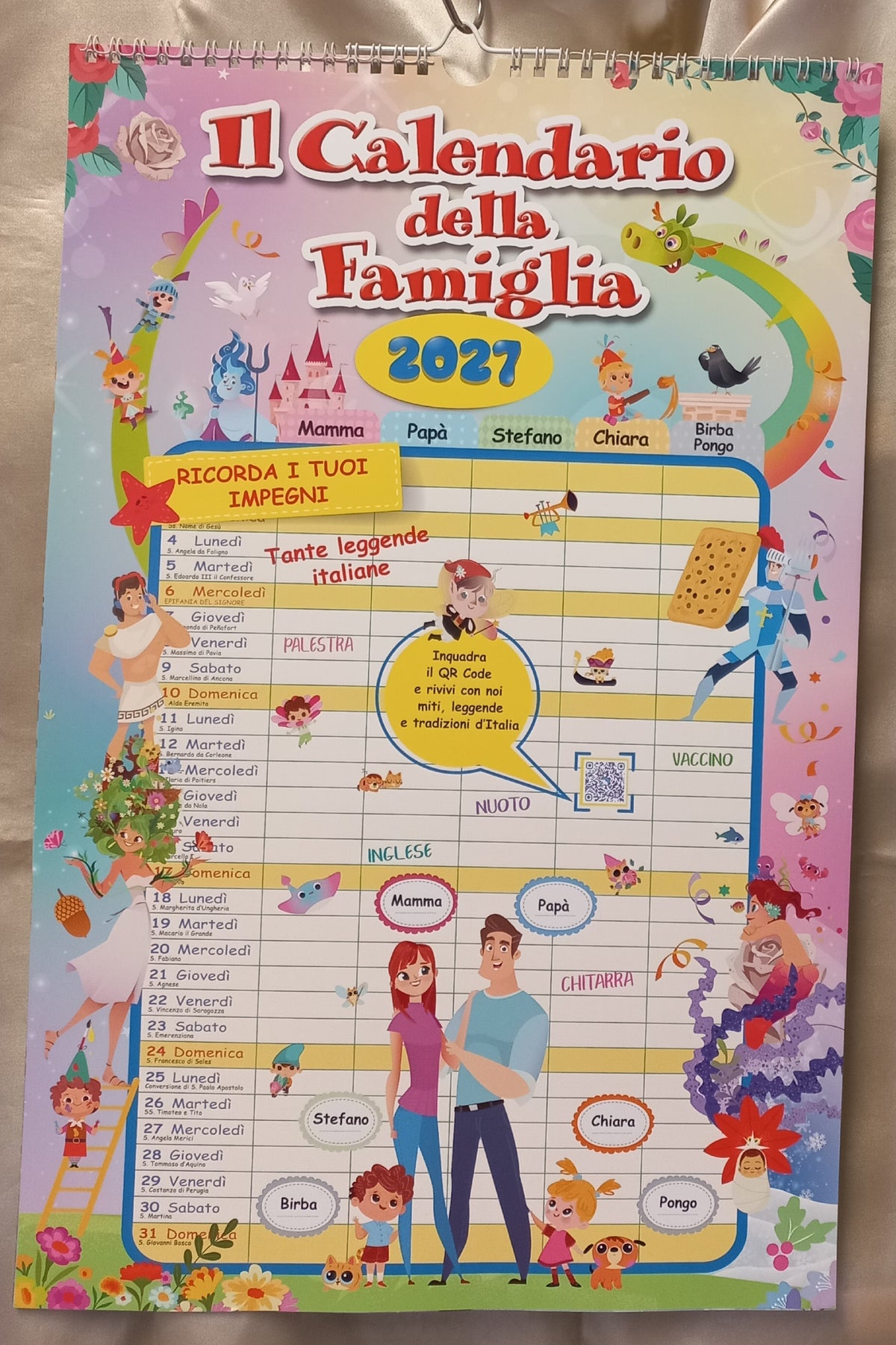 Calendario della FAMIGLIA 2027 con planner semestrale