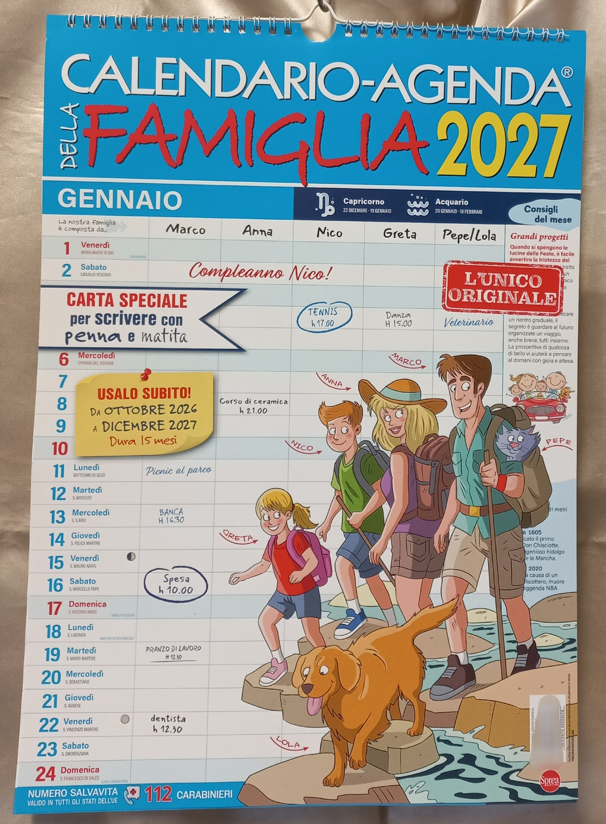 Calendario agenda della FAMIGLIA 2027