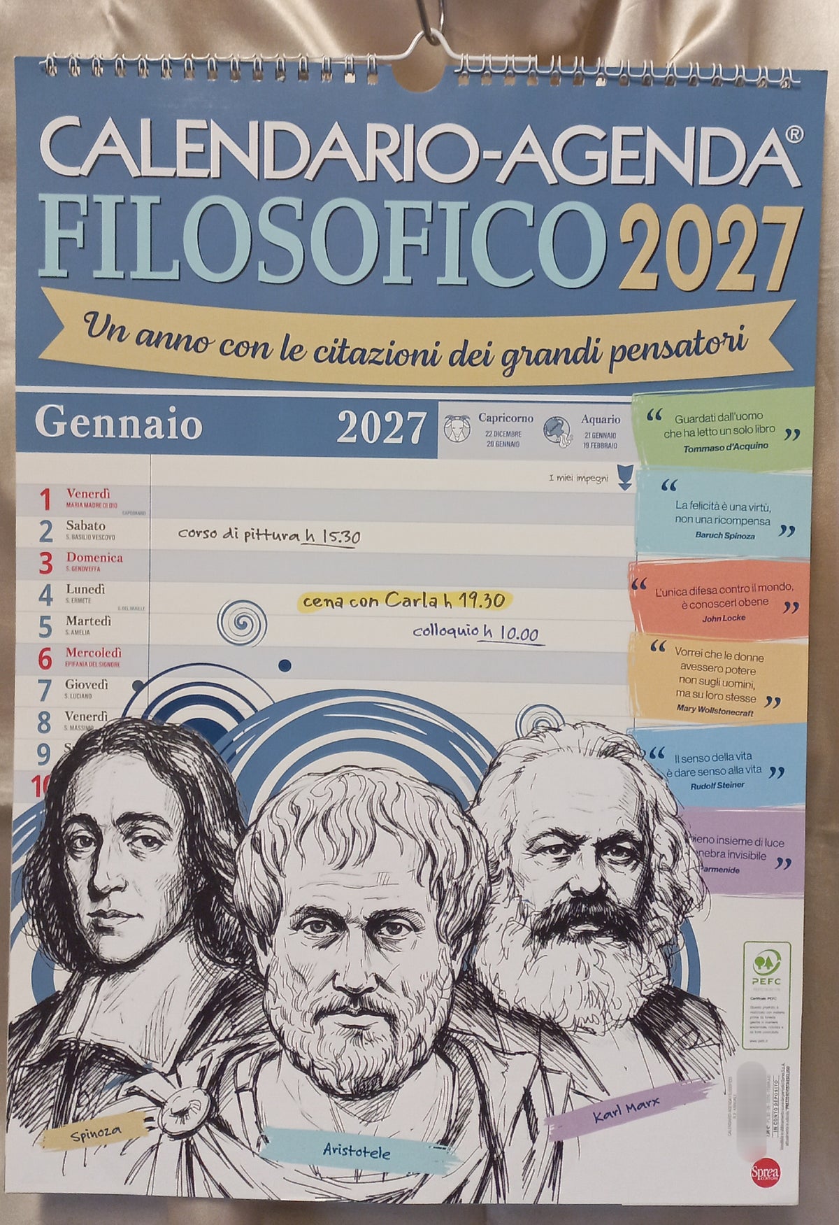 Calendario FILOSOFICO 2027 Un anno con le citazioni dei grandi pensatori