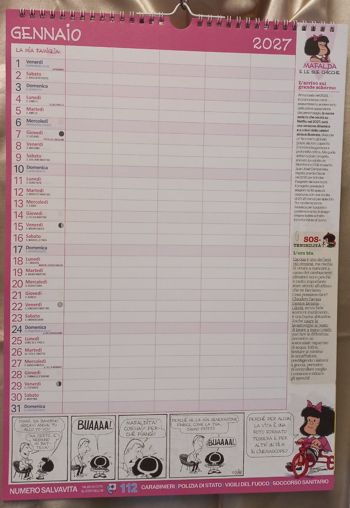 Calendario agenda MAFALDA 2027