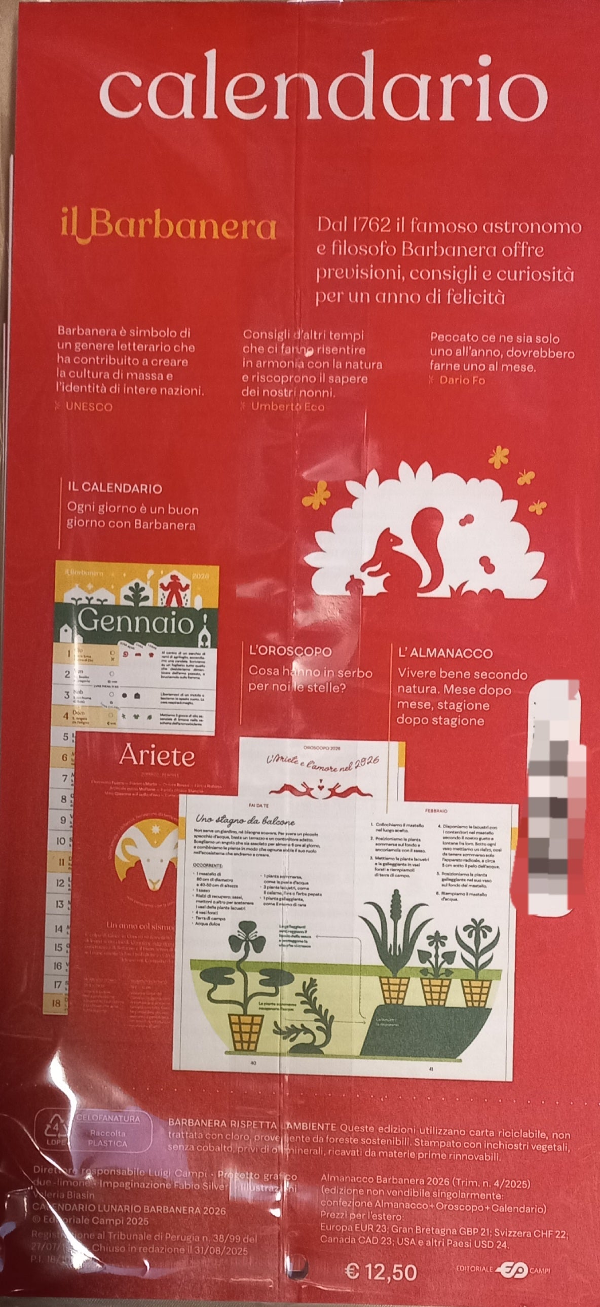 ALMANACCO BARBANERA 2026 + CALENDARIO + OROSCOPO