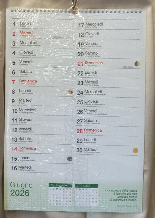 CALENDARIO 2026 (14 mesi) ECOSOSTENIBILE - 2 calendari