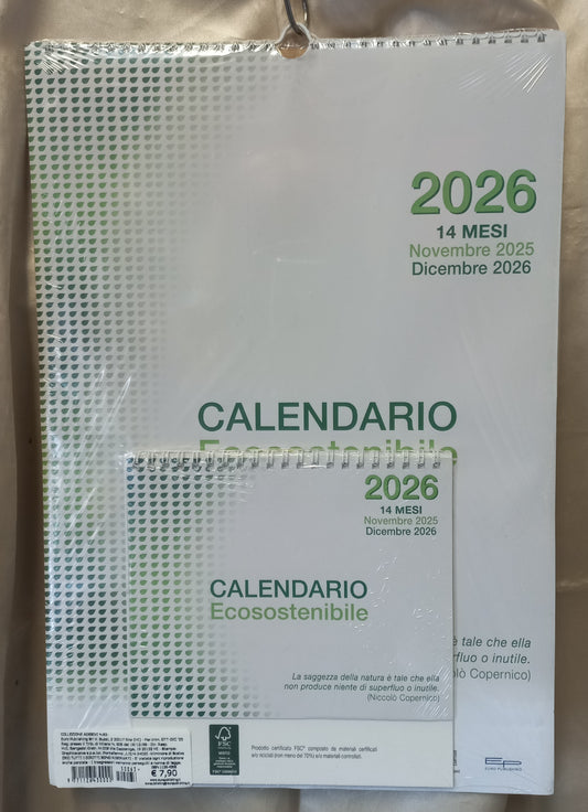 CALENDARIO 2026 (14 mesi) ECOSOSTENIBILE - 2 calendari