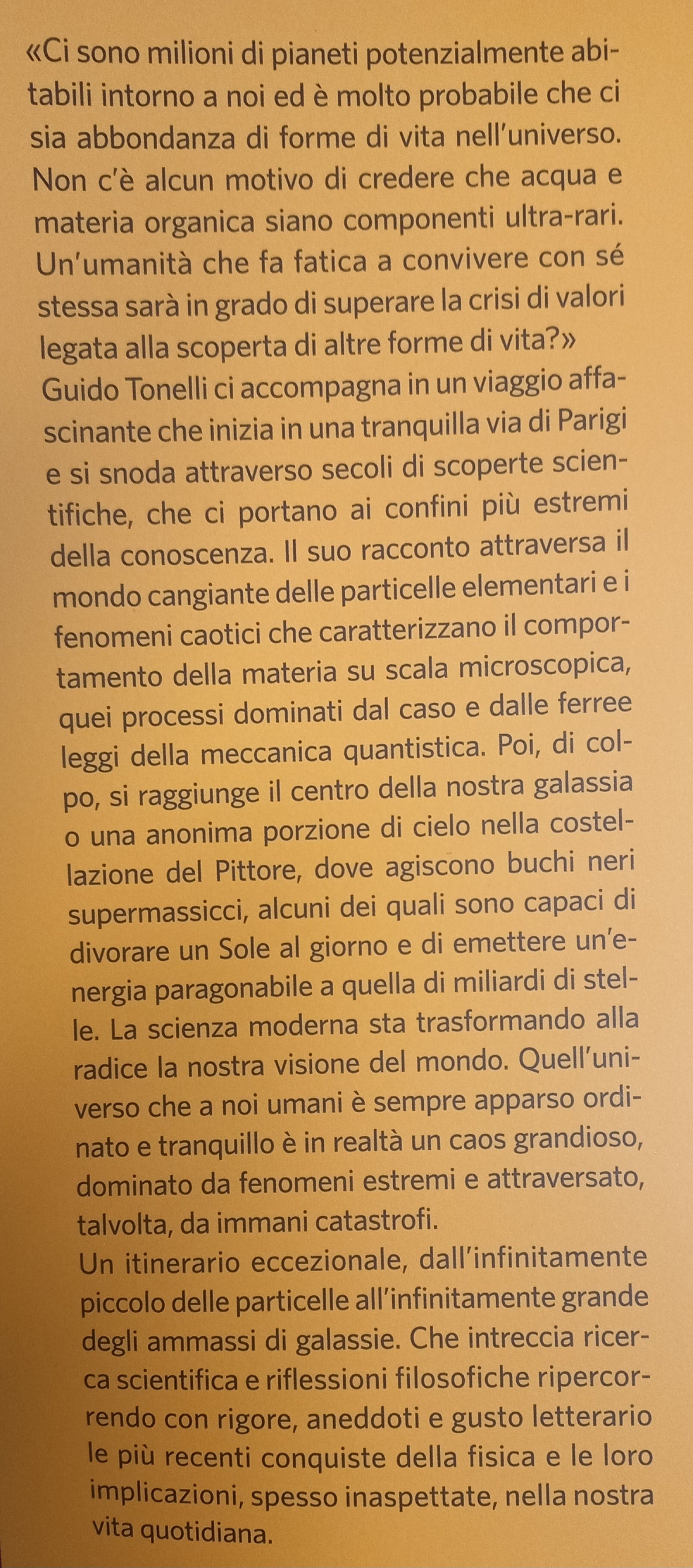 QUEL CAOS GRANDIOSO CHIAMATO UNIVERSO libro di GUIDO TONELLI
