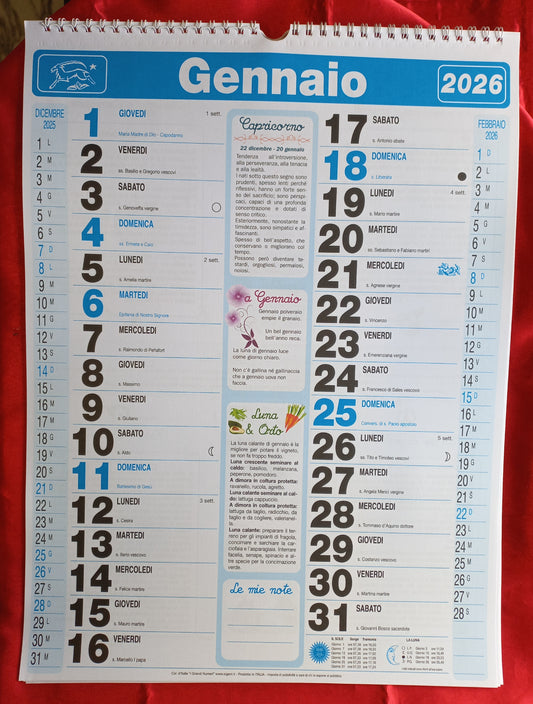 CALENDARIO GRANDI NUMERI 2026