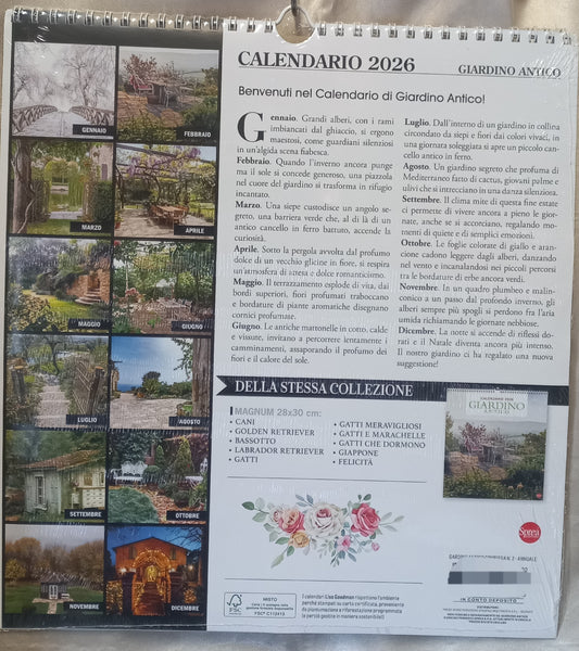 CALENDARIO 2026 GIARDINO ANTICO